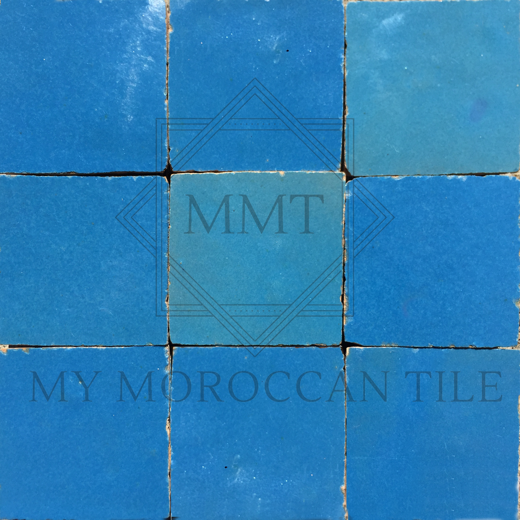Azulejo Zellige marroquí azul Azur