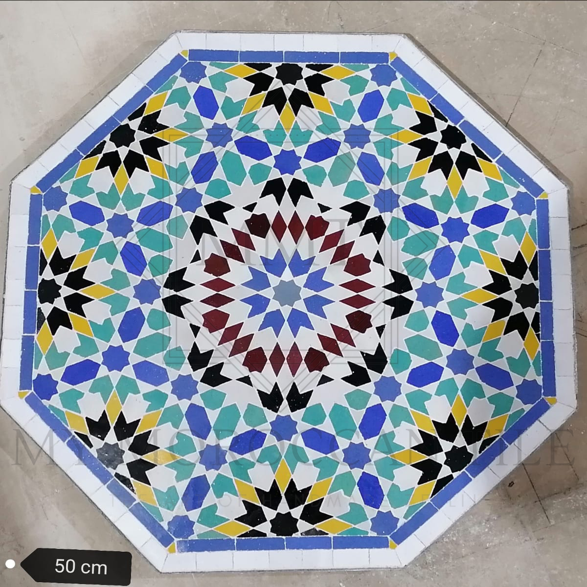 Mesa de mosaico marroquí hecha a mano 2116-06